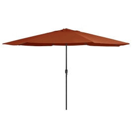 Dārza Saulessargs Ar Metāla Kātu, 390 Cm, Sarkanbrūns Vidaxl