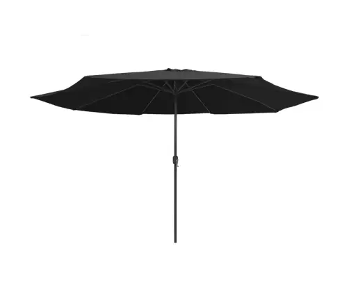 Sodo Skėtis Nuo Saulės Su Metaliniu Stulpu, Juodas, 390Cm