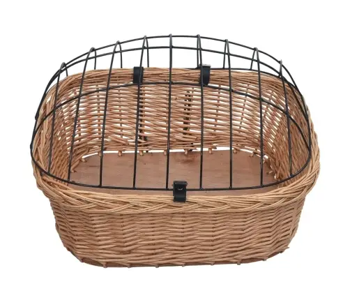 Velosipēda Priekšējais Grozs Ar Pārsegu, 50X45X35 Cm, Vītols Vidaxl