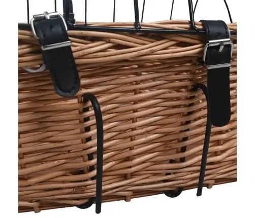 Velosipēda Priekšējais Grozs Ar Pārsegu, 50X45X35 Cm, Vītols Vidaxl