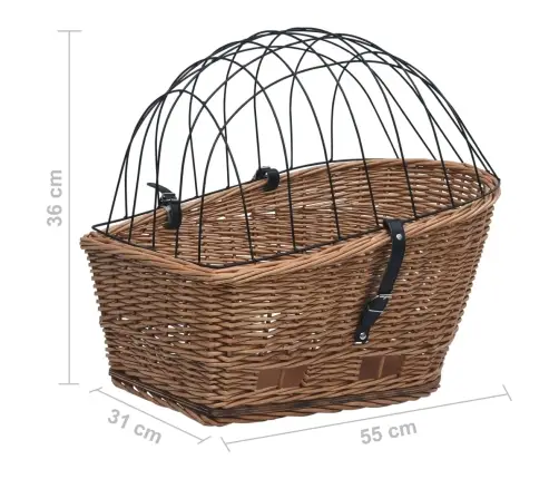 Velosipēda Aizmugurējais Grozs Ar Pārsegu, 55X31X36 Cm, Vītols Vidaxl