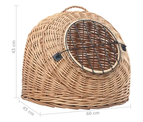 Kaķu Pārvadāšanas Kaste, 60X45X45 Cm, Dabisks Vītols Vidaxl