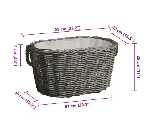 Malkas Grozs Ar Rokturiem, 59X42X28 Cm, Pelēks Vītols Vidaxl