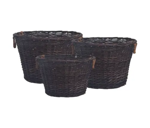 3-Osaline Küttepuu Korvide Komplekt, Tumepruun, Paju