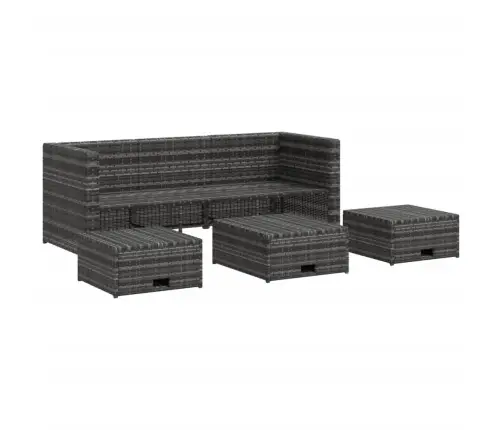 4-Osaline Aiamööblikomplekt Patjadega, Hall, Polürotang