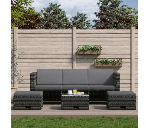 4-Osaline Aiamööblikomplekt Patjadega, Hall, Polürotang