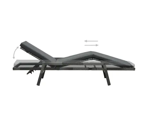 Sauļošanās Krēsls Ar Matraci, Pelēka Pe Rotangpalma Vidaxl