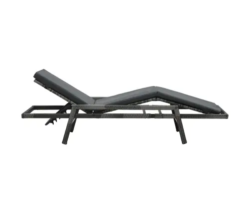 Sauļošanās Krēsls Ar Matraci, Pelēka Pe Rotangpalma Vidaxl