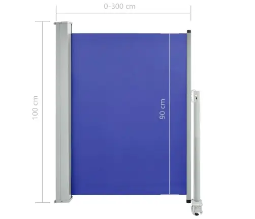 Ištraukiama Šoninė Kiemo Pertvara, Mėlynos Spalvos, 100X300Cm