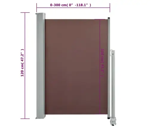Izvelkama Sānu Markīze, 120X300 Cm, Brūna Vidaxl