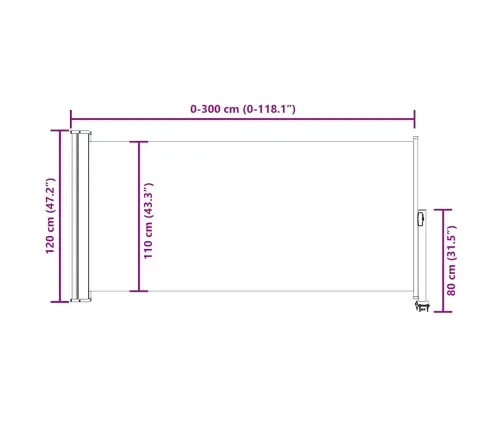 Lahtitõmmatav Terrassi Külgsein, 120 X 300 cm Sinine