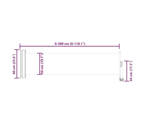 Izvelkama Sānu Markīze, Krēmkrāsa, 60X300 Cm Vidaxl