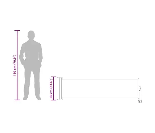 Ištraukiama Šoninė Kiemo Pertvara, Pilkos Spalvos, 60X300Cm
