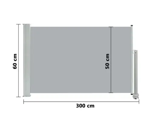 Ištraukiama Šoninė Kiemo Pertvara, Pilkos Spalvos, 60X300Cm