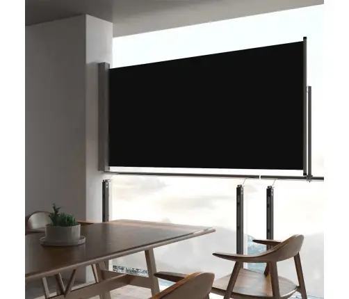 Lahtitõmmatav Terrassi Külgsein, 80 X 300 cm Must