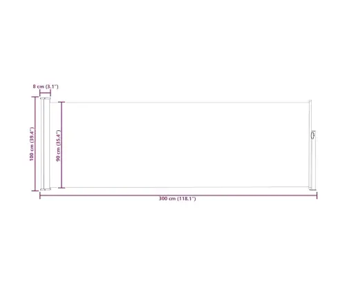 Izvelkama Sānu Markīze, Melna, 100X300 Cm Vidaxl