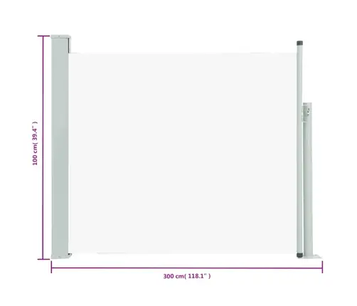 Izvelkama Sānu Markīze, Krēmkrāsa, 100X300 Cm Vidaxl