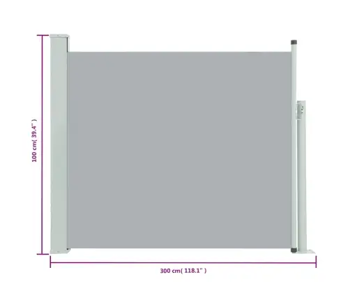 Lahtitõmmatav Terrassi Külgsein, 100 X 300 cm Hall