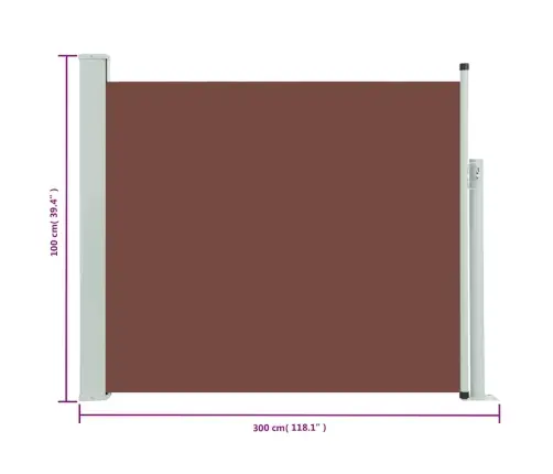 Ištraukiama Šoninė Kiemo Pertvara, Rudos Spalvos, 100X300Cm