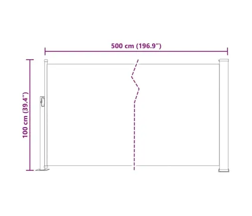Izvelkama Sānu Markīze, Melna, 100X500 Cm Vidaxl