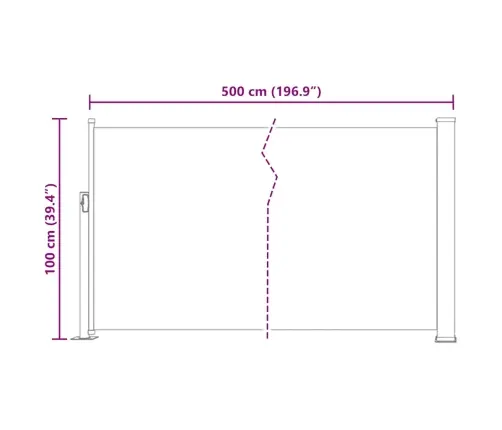 Izvelkama Sānu Markīze, Krēmkrāsa, 100X500 Cm Vidaxl
