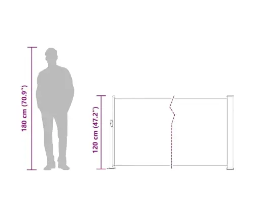 Ištraukiama Šoninė Kiemo Pertvara, Pilkos Spalvos, 120X500Cm