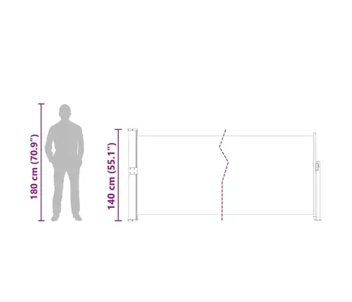 Izvelkama Sānu Markīze, Krēmkrāsa, 140X500 Cm Vidaxl