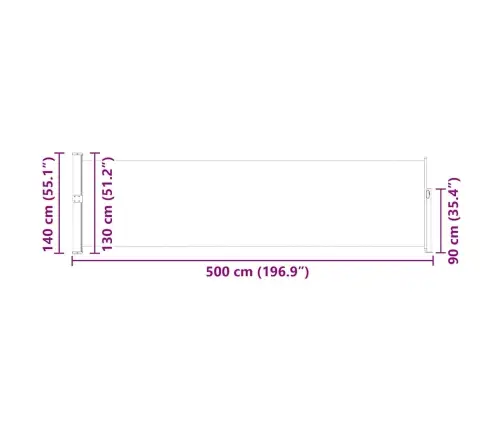 Ištraukiama Šoninė Kiemo Pertvara, Raudonos Spalvos, 140X500Cm