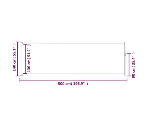 Izvelkama Sānu Markīze, Pelēka, 140X500 Cm Vidaxl