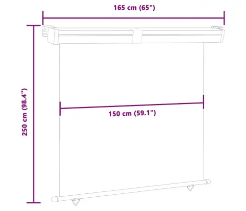 Balkona Sānu Markīze, Pelēka, 165X250 Cm Vidaxl