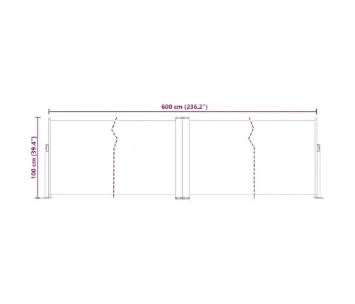 Izvelkams Sānu Aizslietnis, Melns, 100X600 Cm Vidaxl