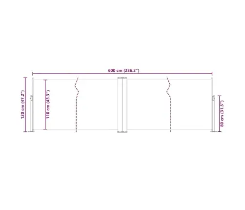Izvelkams Sānu Aizslietnis, Antracītpelēks, 120X600 Cm Vidaxl