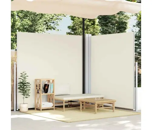 Ištraukiama Dviguba Šoninė Kiemo Pertvara, Kreminė, 170X600Cm