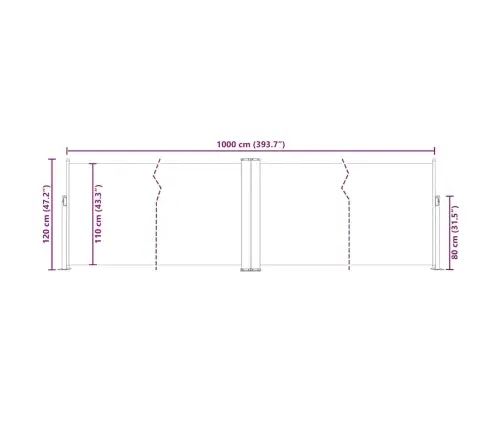Lahtitõmmatav Külgsein, Antratsiithall, 120 X 1000 Cm
