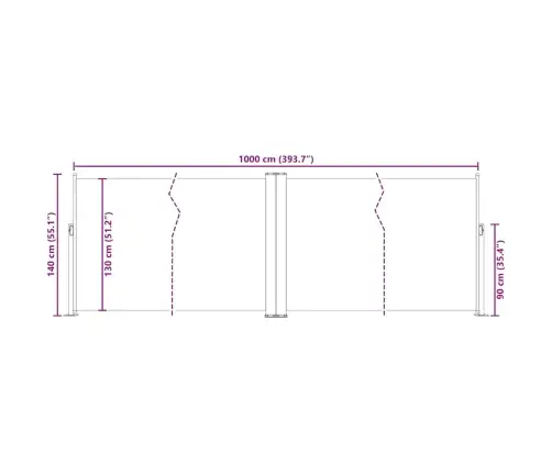 Izvelkams Sānu Aizslietnis, Krēmkrāsa, 140X1000 Cm Vidaxl