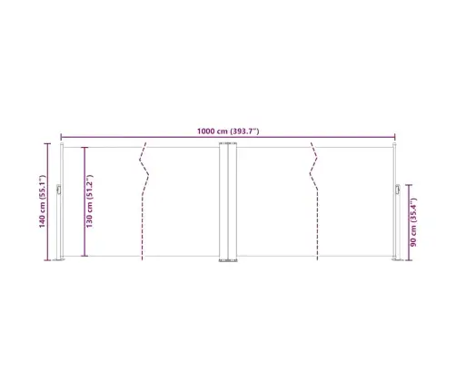 Izvelkams Sānu Aizslietnis, Brūns, 140X1000 Cm Vidaxl