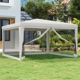 Svinību Telts Ar 4 Sieta Sienām, 4X4 M, Balta Vidaxl