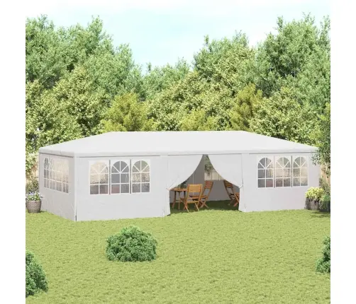 Professionaalne Peotelk Külgseintega, 4X9 M, Valge 90 G/M²