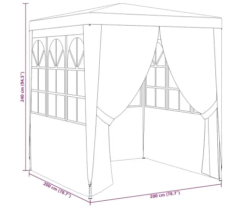Professionaalne Peotelk Külgseintega, 2X2 M, Antratsiit 90 G/M²