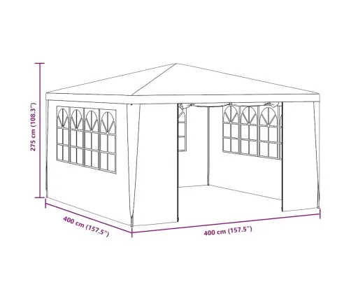 Professionaalne Peotelk Külgseintega, 4X4 M, Roheline 90 G/M²
