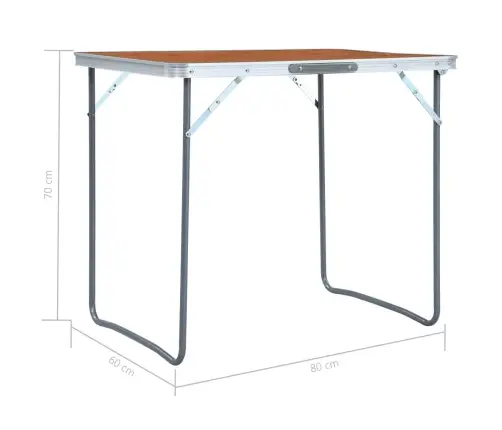 Saliekams Kempinga Galds, Metāla Rāmis, 80X60 Cm Vidaxl