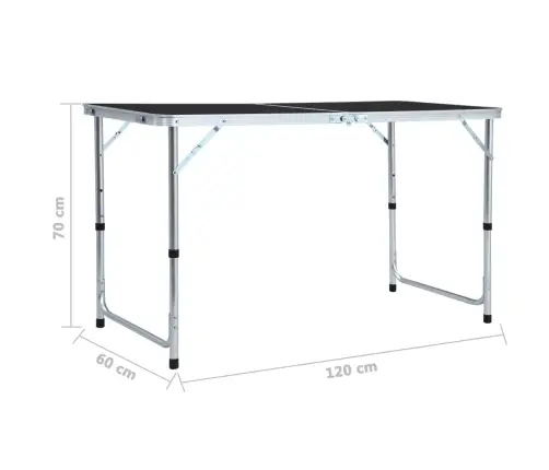 Saliekams Kempinga Galds, Pelēks, Alumīnijs, 120X60 Cm Vidaxl