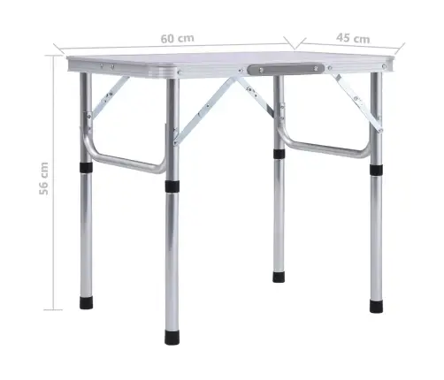 Kokkupandav Matkalaud, Valge, Alumiinium 60 X 45 Cm