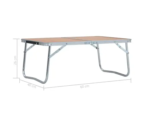 Saliekams Kempinga Galds, Brūns Alumīnijs, 60X40 Cm Vidaxl