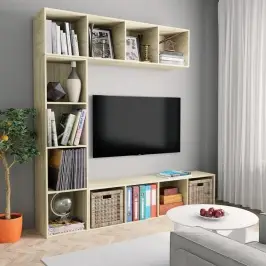 3-Daļīgs Grāmatu Un Tv Plaukta Komplekts, Ozola, 180X30X180 Cm Vidaxl