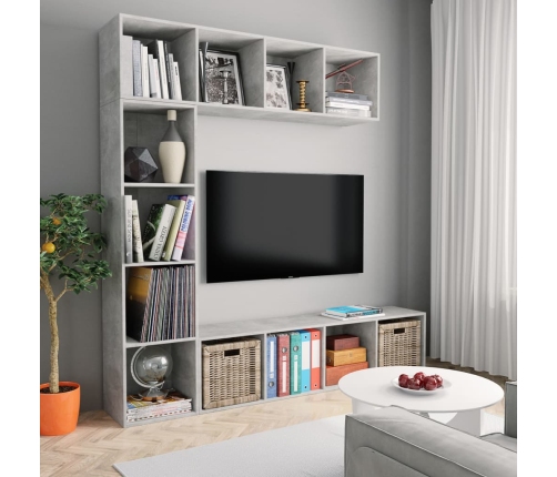 3-Daļīgs Grāmatu Un Tv Plaukta Komplekts, Pelēks, 180X30X180 Cm Vidaxl
