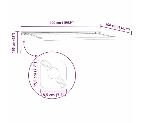 Markīze Antracīts 5 X 3 M Metāla