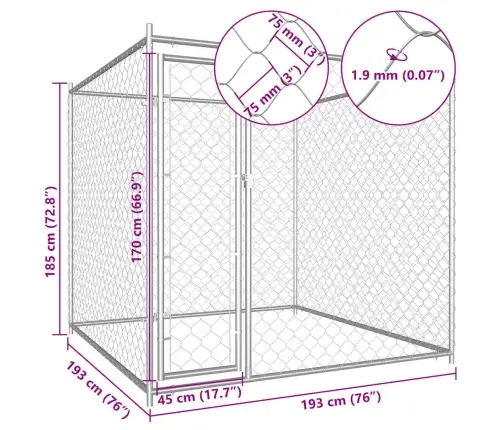 Suņu Voljērs, 193X193X185 Cm  Vidaxl