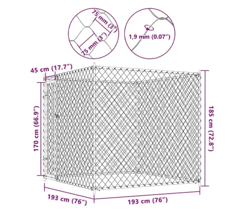 Suņu Voljērs, 193X193X185 Cm  Vidaxl
