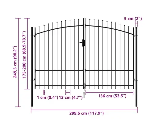 Divviru Žoga Vārti Ar Pīķiem Augšpusē, Melni, 3X2 M, Tērauds Vidaxl